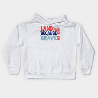 Land of the Free Because of the Brave Glitter Memorial Day Gift For Men Women Kids Hoodie